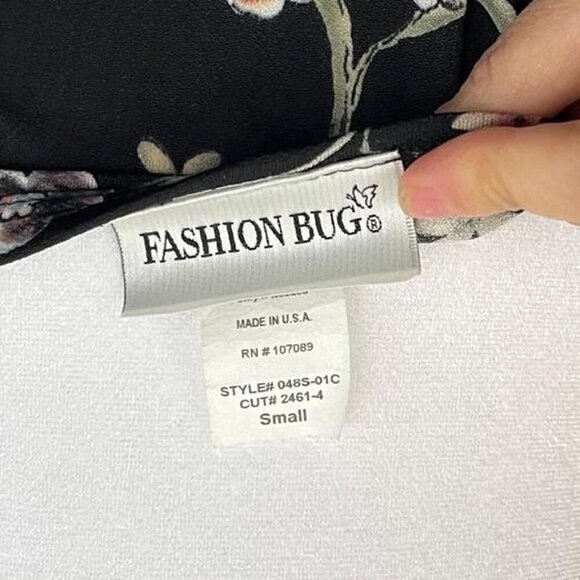 black floral vintage 90s midi skirt with asymmetric hem - Picture 7 of 7